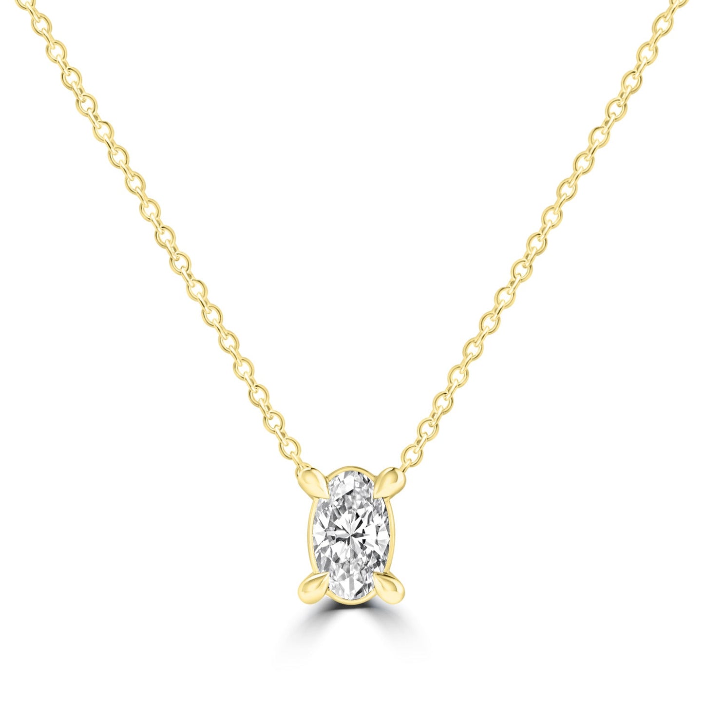 Diamond Oval Necklace with 0.25ct Diamonds in 9K Yellow Gold
