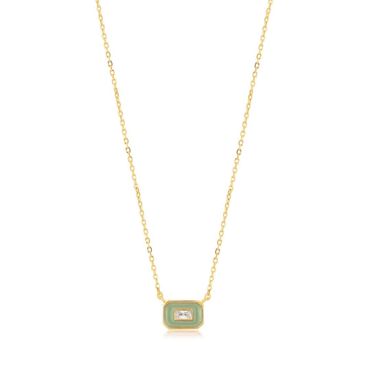 Ania Haie Sage Enamel Emblem Gold Necklace