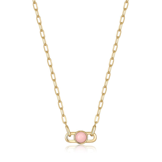 Ania Haie Gold Orb Rose Quartz Link Necklace