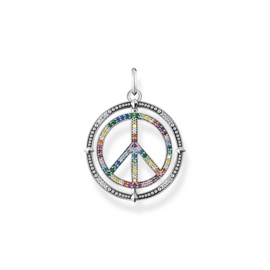 THOMAS SABO Blackened Silver Pendant Peace Sign