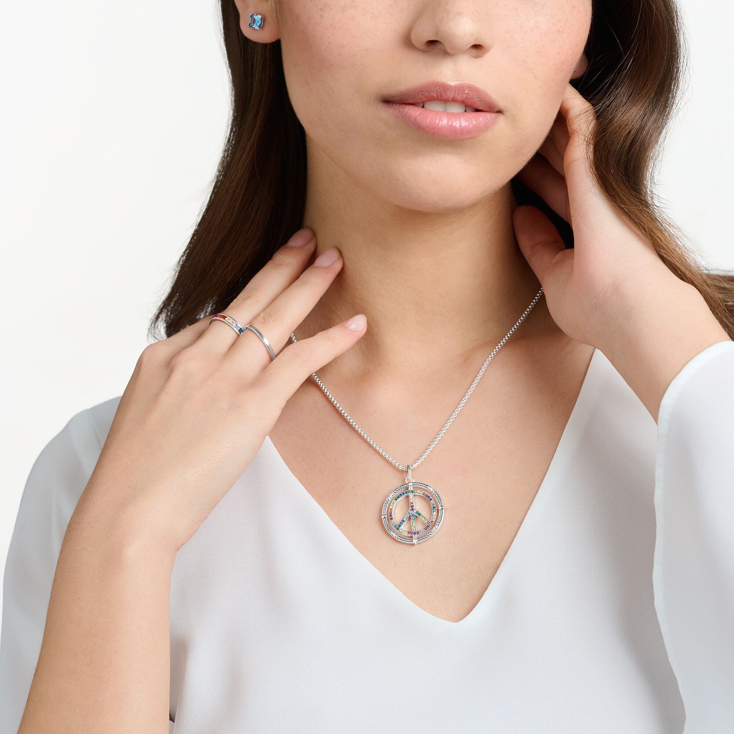 THOMAS SABO Blackened Silver Pendant Peace Sign