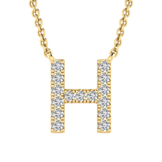 Initial 'H' Necklace with 0.09ct Diamonds in 9K Yellow Gold - PF-6270-Y