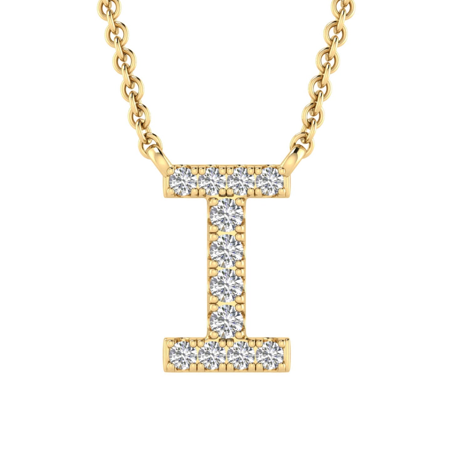 Initial 'I' Necklace with 0.06ct Diamonds in 9K Yellow Gold - PF-6271-Y