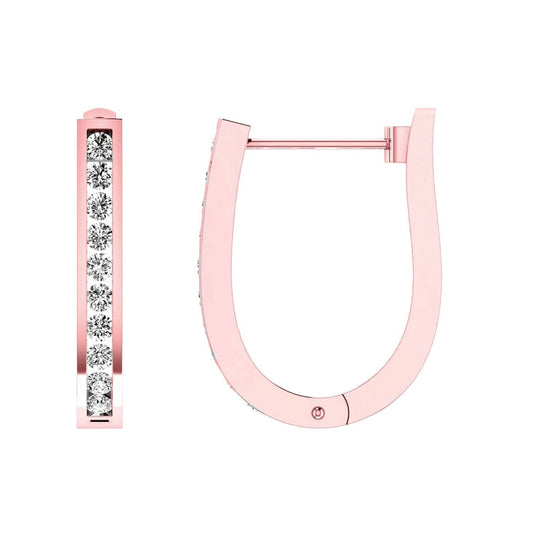 Diamond Huggie Earrings with 0.75ct Diamonds in 9K Rose Gold - RJO9RHUG75GH