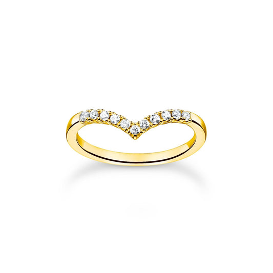 Thomas Sabo Ring V-shape with white stones gold