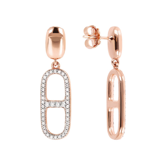 Bronzallure Marine Chain Pave Element Dangle Earrings