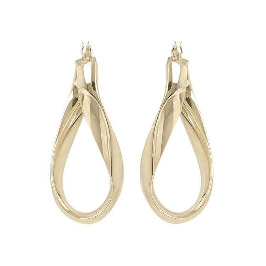 9K Yellow Gold Twisted Hoop Earrings